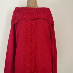 Sag Harbor Red Off-the-Shoulder Sweater